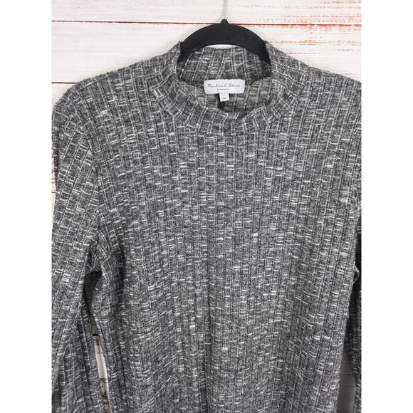 Michael Stars Mock Neck Long Sleeve Top XL Womens Grey White Pullover Soft - Picture 3 of 5